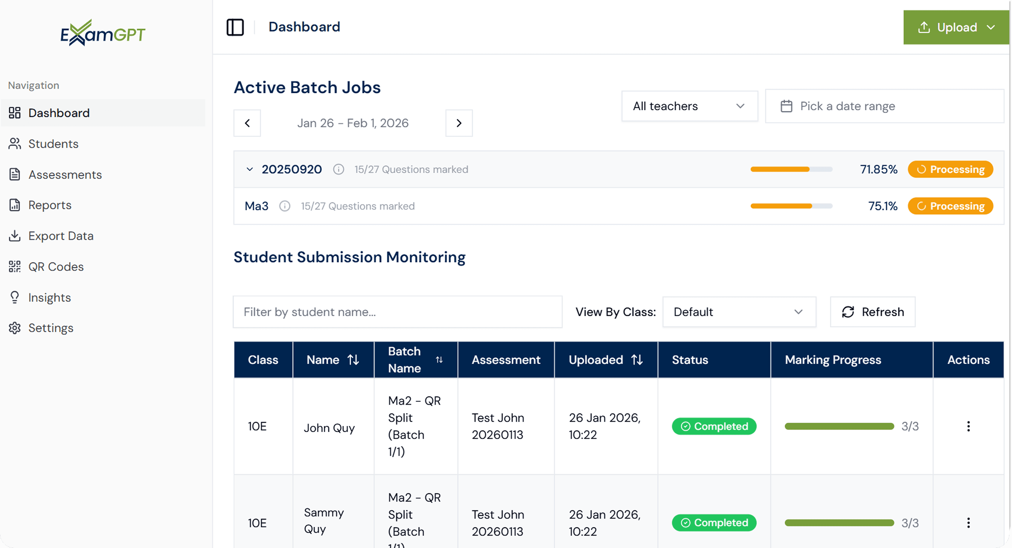 ExamGPT Dashboard Platform