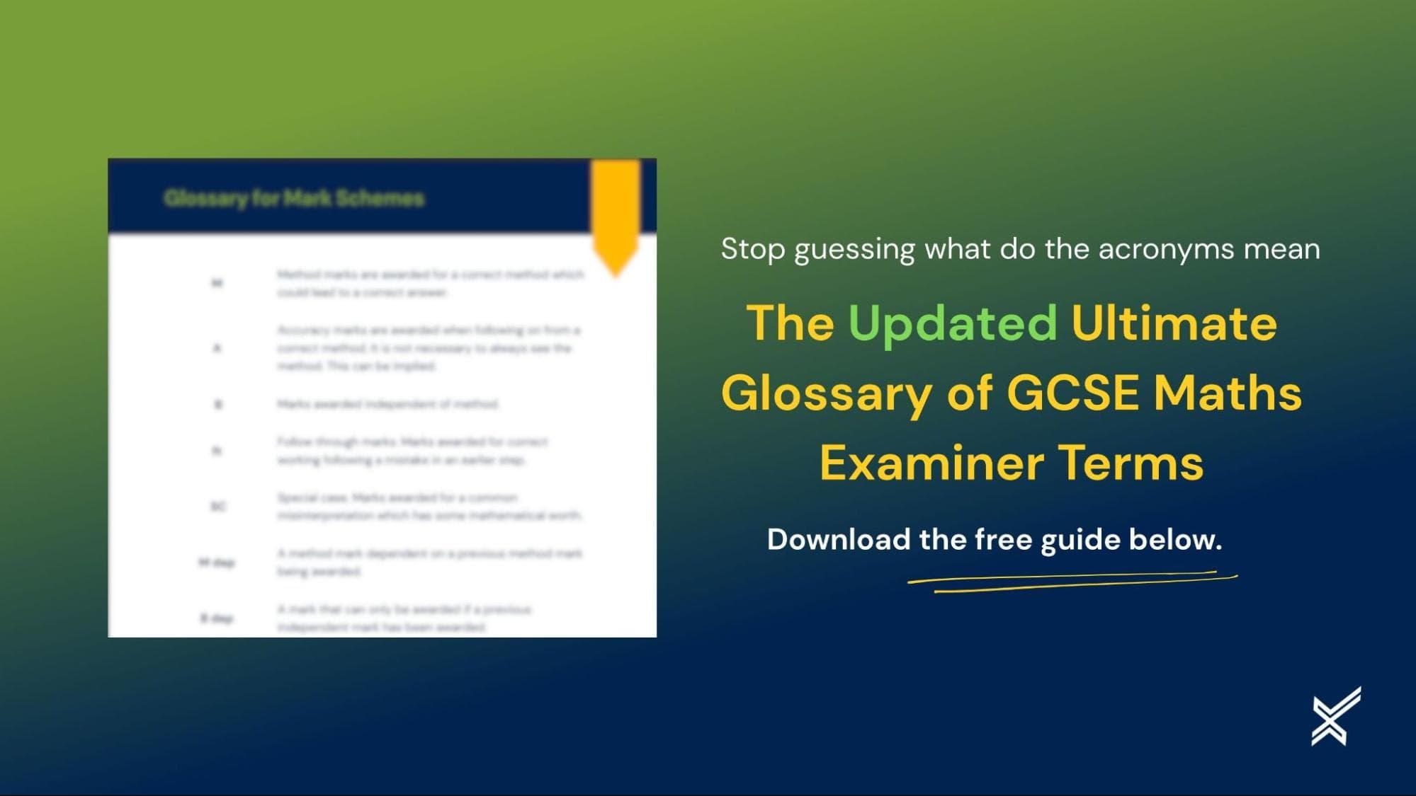 Updated glossary for GCSE