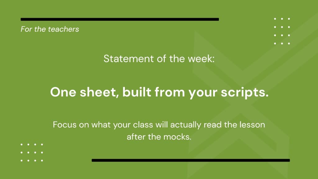 A whole-class feedback sheet for after the mocks (with a free template)