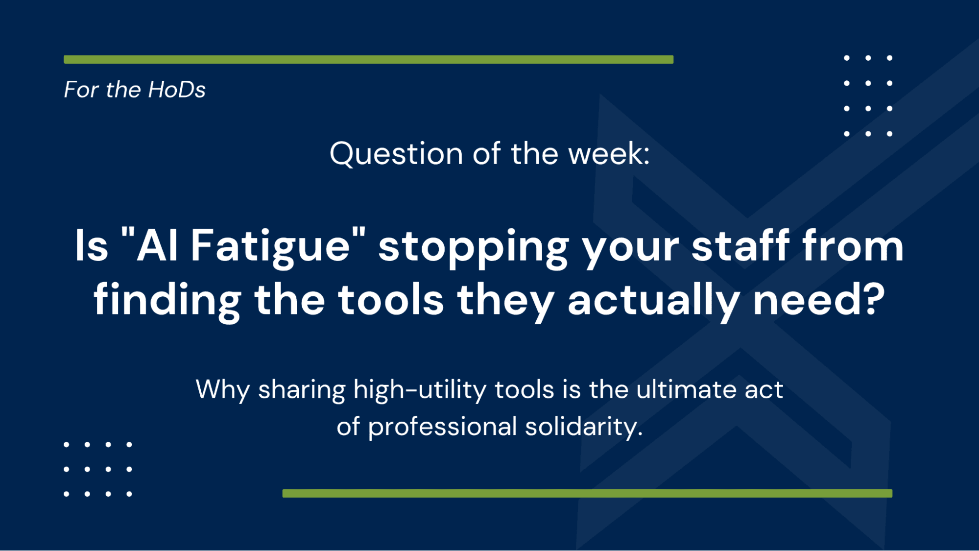 The Staffroom Signal: Why Peer-to-Peer Sharing is the Antidote to "AI Fatigue"