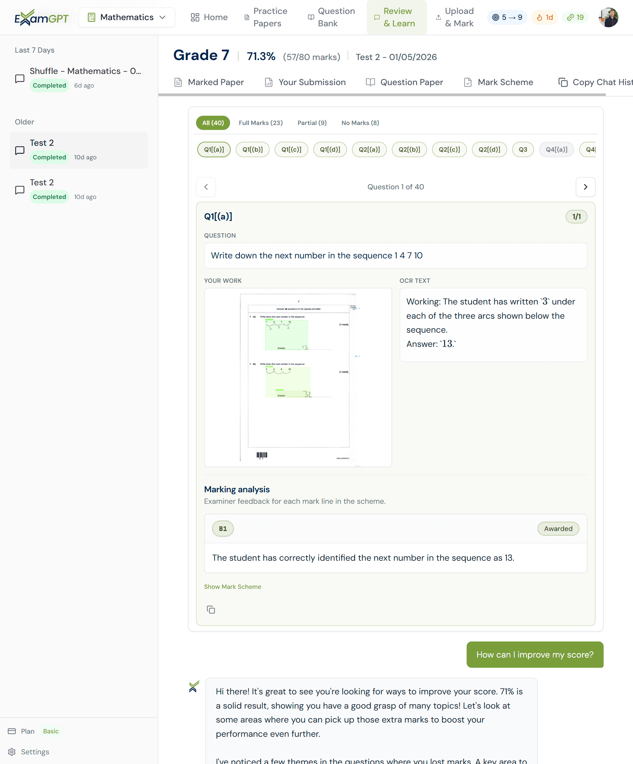 ExamGPT Student chat and learn AI tutor explaining a concept